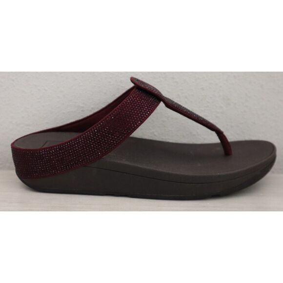 FitFlop Women's Sz 10 Wild Aubergine/Burgundy Isabelle Toe Post Sandals - Picture 7 of 16